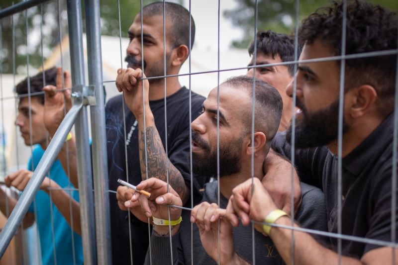 Lithuanians use tear gas to prevent clutter at the Migrant Registration Center