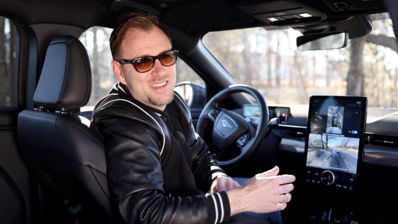 PHOTO, VIDEO.  Jānis Stībelis is testing an electric Ford Mustang